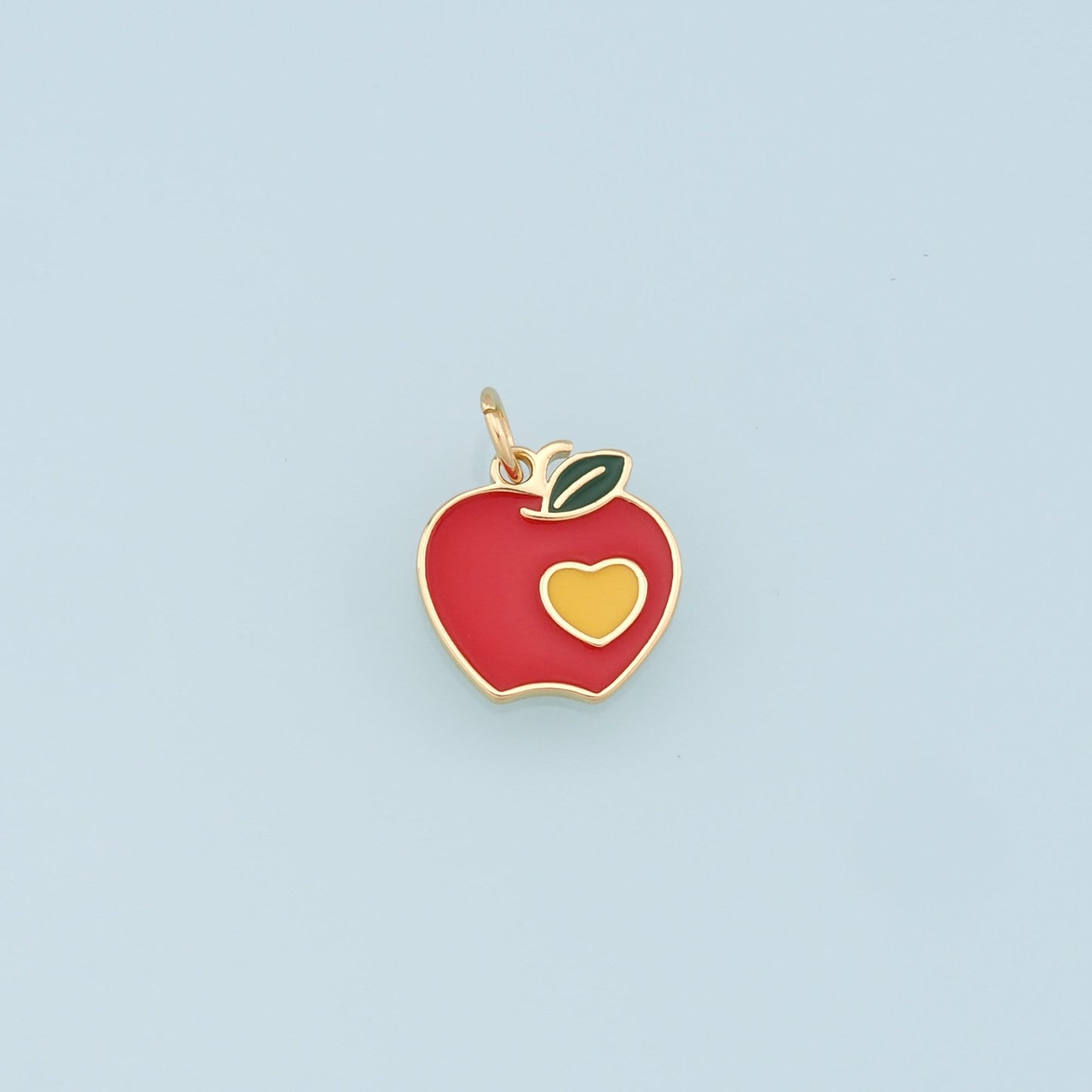 Gold Apple Charms,18K Gold Filled Enamel Apple Pendant,Fruit Charm Bracelet Necklace for DIY Jewelry Making Supply