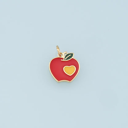 Gold Apple Charms,18K Gold Filled Enamel Apple Pendant,Fruit Charm Bracelet Necklace for DIY Jewelry Making Supply