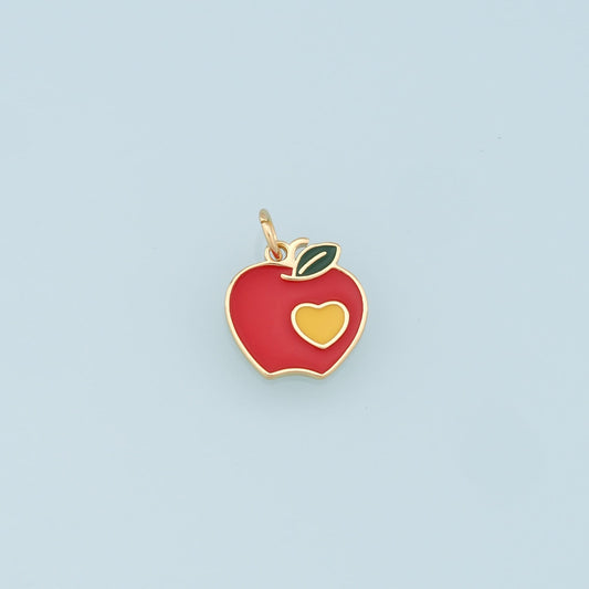 Gold Apple Charms,18K Gold Filled Enamel Apple Pendant,Fruit Charm Bracelet Necklace for DIY Jewelry Making Supply