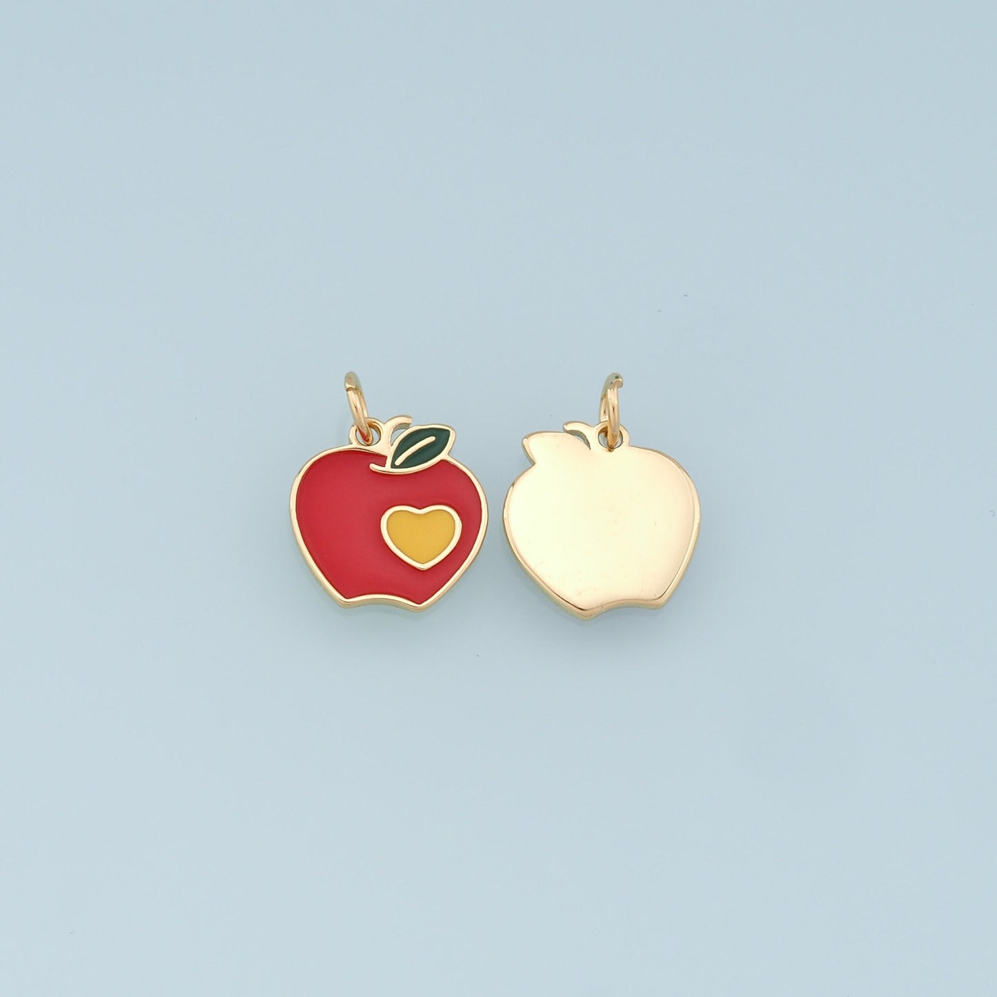 Gold Apple Charms,18K Gold Filled Enamel Apple Pendant,Fruit Charm Bracelet Necklace for DIY Jewelry Making Supply