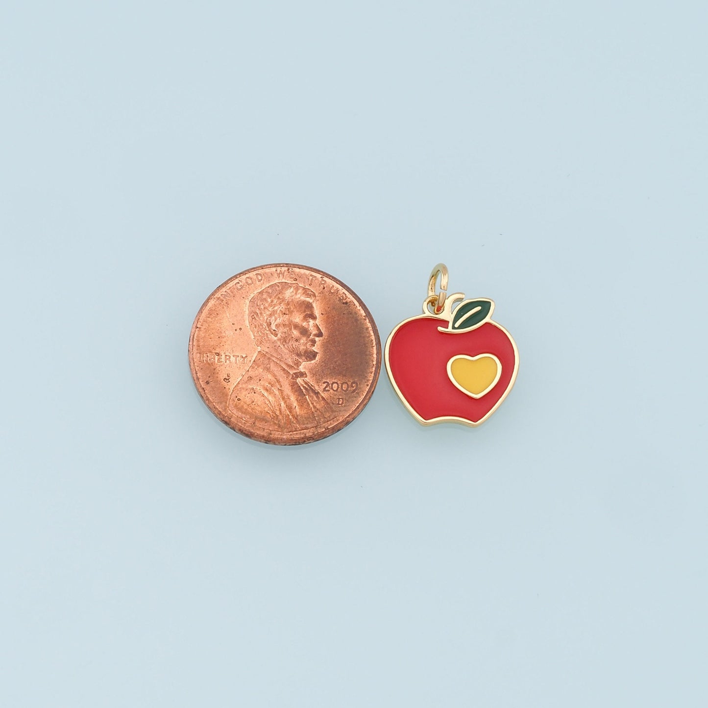 Gold Apple Charms,18K Gold Filled Enamel Apple Pendant,Fruit Charm Bracelet Necklace for DIY Jewelry Making Supply