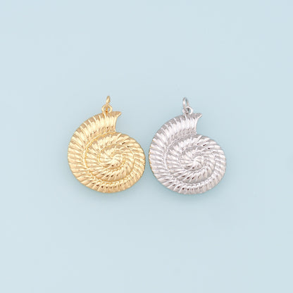 Gold Shell Charms,18K Gold Filled Conch Shell Pendant,Ocean Charm Bracelet Necklace for DIY Jewelry Making Supply