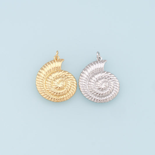 Gold Shell Charms,18K Gold Filled Conch Shell Pendant,Ocean Charm Bracelet Necklace for DIY Jewelry Making Supply