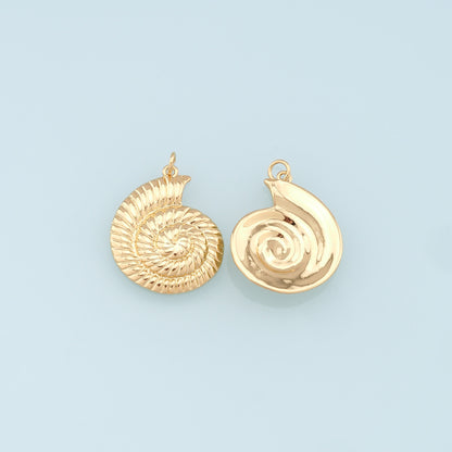 Gold Shell Charms,18K Gold Filled Conch Shell Pendant,Ocean Charm Bracelet Necklace for DIY Jewelry Making Supply
