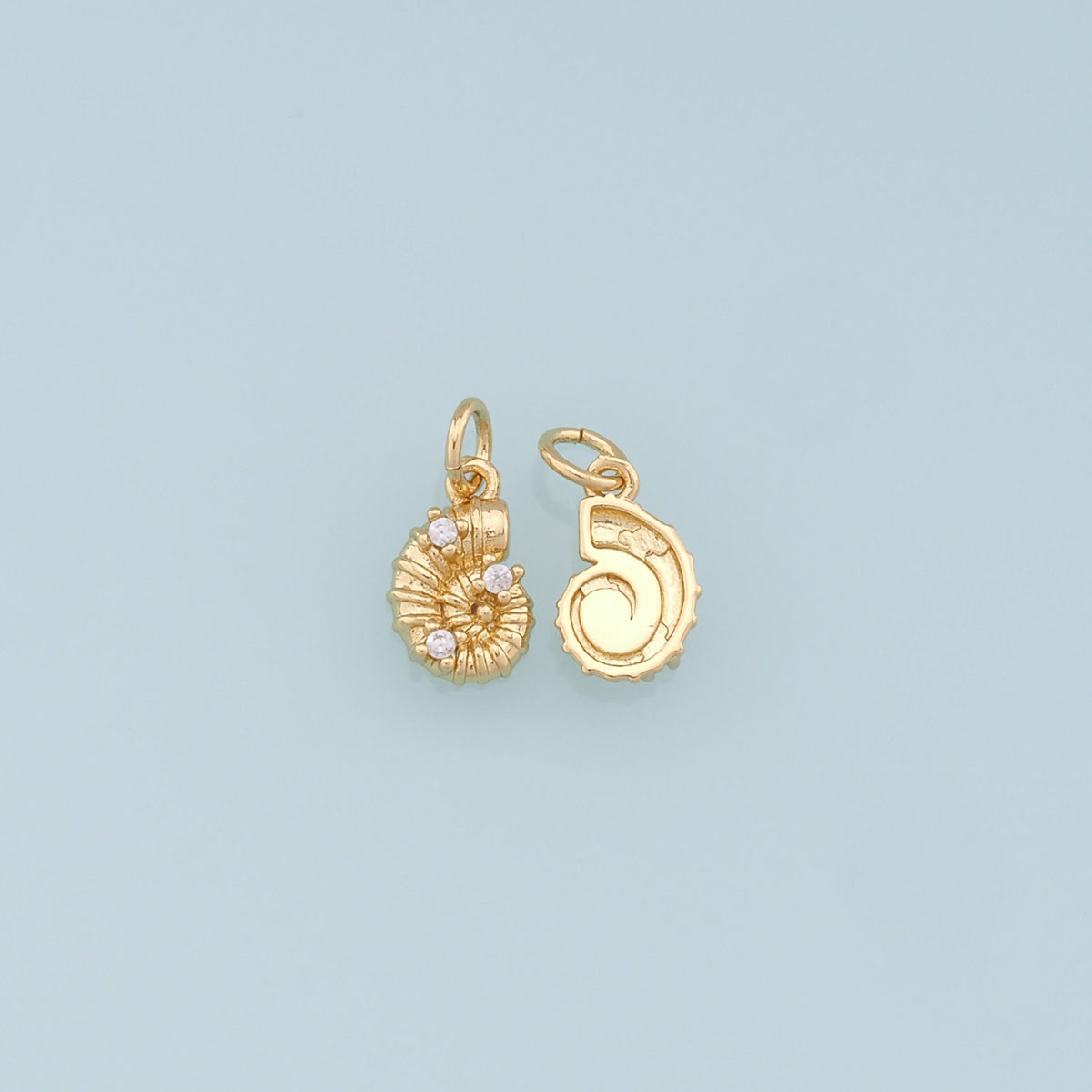 18K Gold Filled Shell CZ Charm Pendant for Jewelry Making