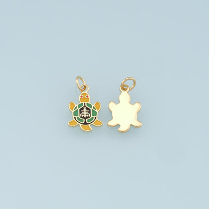 Gold Turtle Charms,18K Gold Filled Turtle Pendant,Enamle Turtle Charm Bracelet Necklace for DIY Jewelry Making Supply