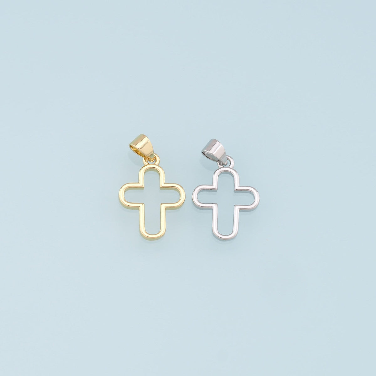 Gold Cross Charms,18K Gold Filled Cross Pendant,Religion Charm Bracelet Necklace for DIY Jewelry Making Supply