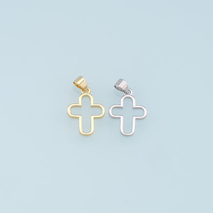 Gold Cross Charms,18K Gold Filled Cross Pendant,Religion Charm Bracelet Necklace for DIY Jewelry Making Supply