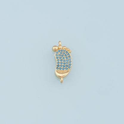 Gold Foot Connector Charms,18K Gold Filled Foot Pendant,Baby Charm Bracelet Necklace for DIY Jewelry Making Supply