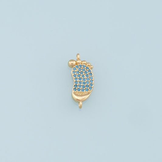 Gold Foot Connector Charms,18K Gold Filled Foot Pendant,Baby Charm Bracelet Necklace for DIY Jewelry Making Supply