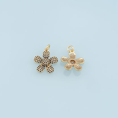 18K Gold Filled Flower Charm Pendant for Jewelry Making