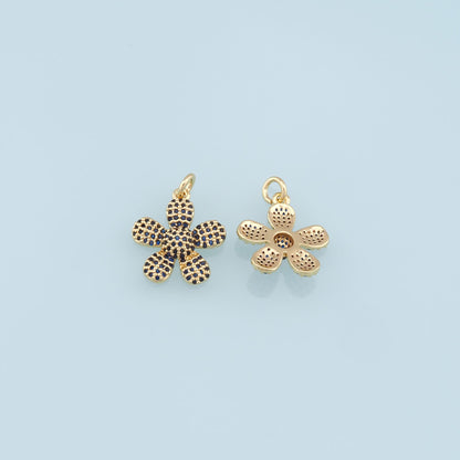 Gold Flower Charms,18K Gold Filled Flower Pendant,Silver Flower Charm Bracelet Necklace for DIY Jewelry Making Supply