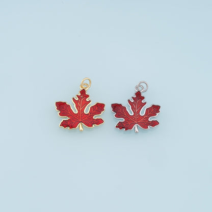 Gold Maple Leaf Charms,18K Gold Filled Maple Leaf Pendant,Silver Maple Leaf Charm Bracelet Necklace for DIY Jewelry Making Supply