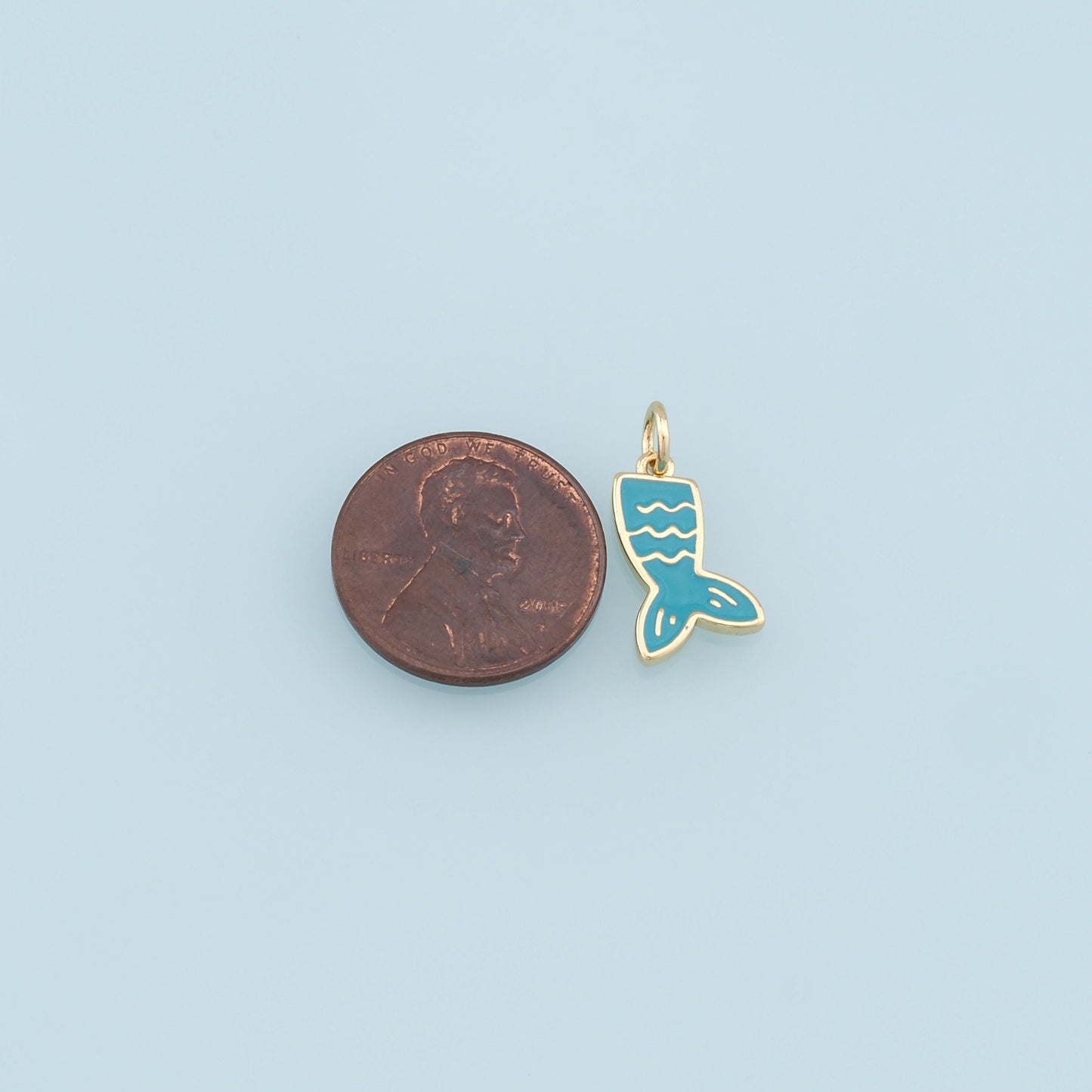 Gold Mermaid  Charms,18K Gold Filled Enamel Tail Pendant,Mermaid Tail Charm Bracelet Necklace for DIY Jewelry Making Supply