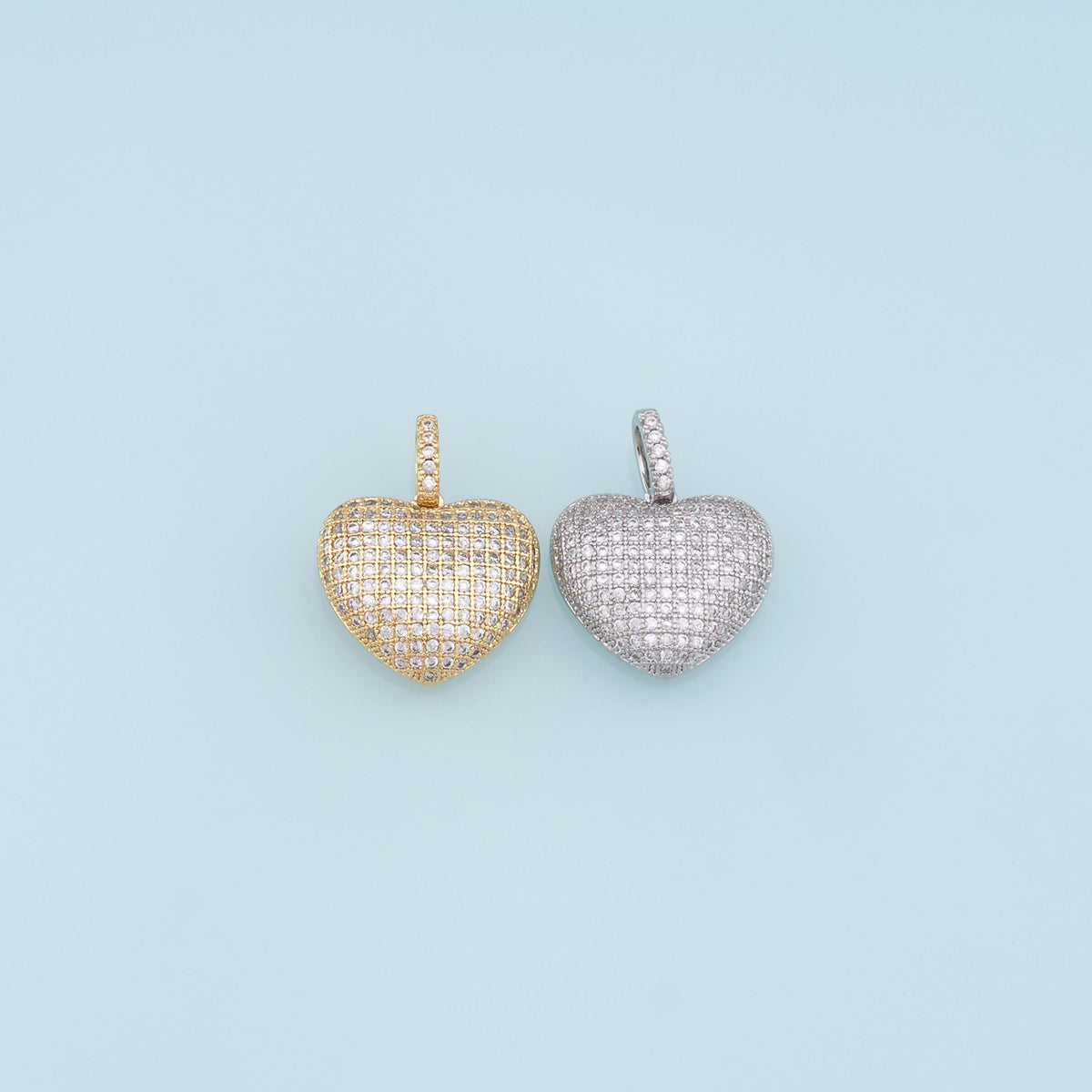 Gold Heart Charms,18K Gold Filled Heart Pendant,CZ Micro Pave Heart Charm Bracelet Necklace for DIY Jewelry Making Supply
