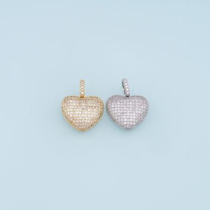 Gold Heart Charms,18K Gold Filled Heart Pendant,CZ Micro Pave Heart Charm Bracelet Necklace for DIY Jewelry Making Supply