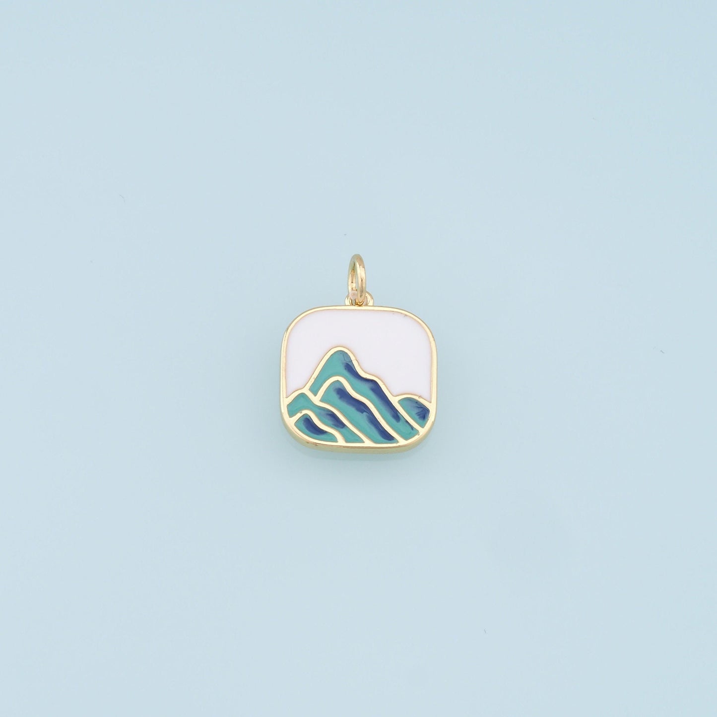 Gold Mountain Charms,18K Gold Filled Enamel Mountain Pendant,Nature Charm Bracelet Necklace for DIY Jewelry Making Supply