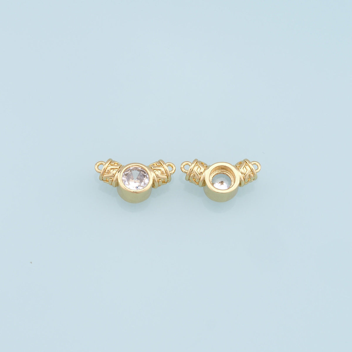 18K Gold Filled Crystal Round Connector for Jewelry Making