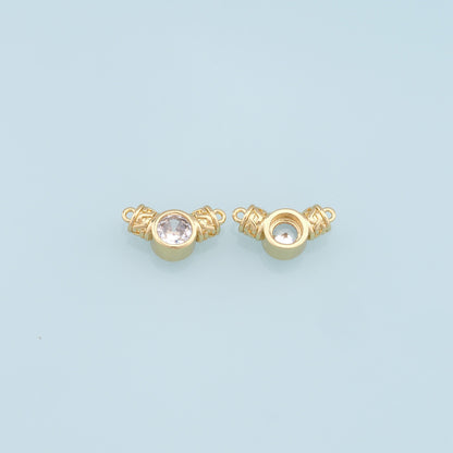 18K Gold Filled Crystal Round Connector for Jewelry Making