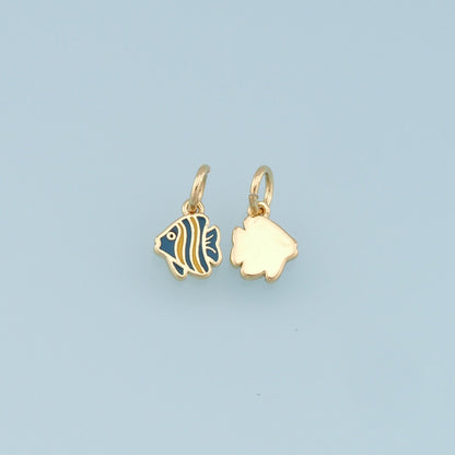 Cute Tiny Fish Charms,18K Gold Filled Enamel Fish Pendant,Kawaii Charm Bracelet Necklace for DIY Jewelry Making Supply