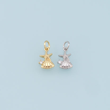 18K Gold Filled Star CZ Charm Pendant for Jewelry Making