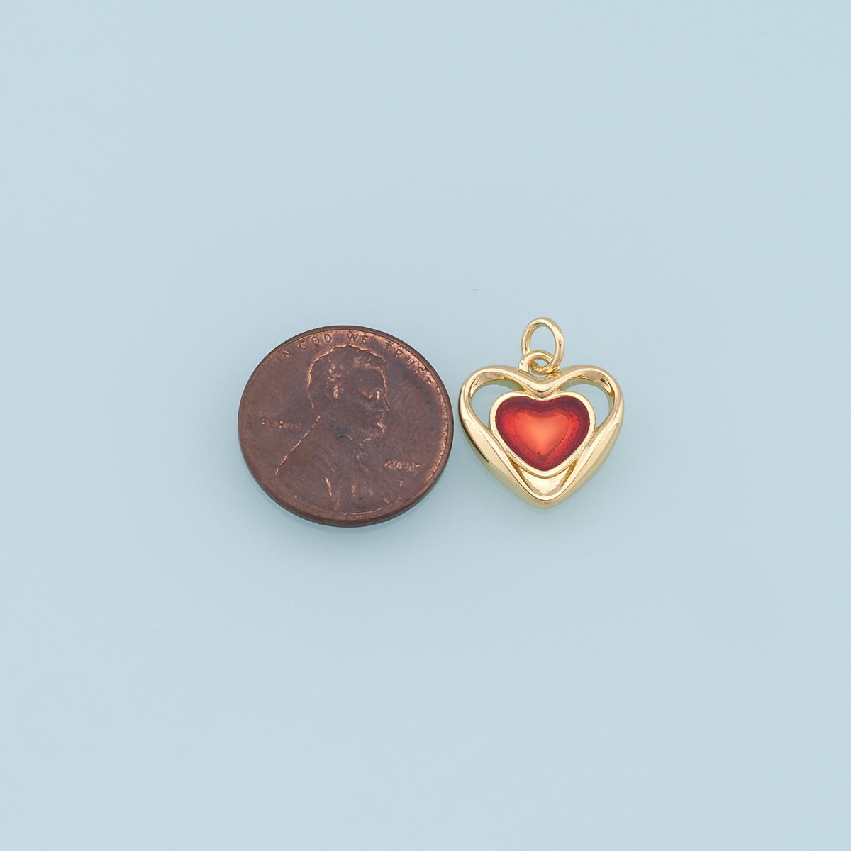 Gold Heart Charms,18K Gold Filled Heart Pendant,Heart Charm Bracelet Necklace for DIY Jewelry Making Supply