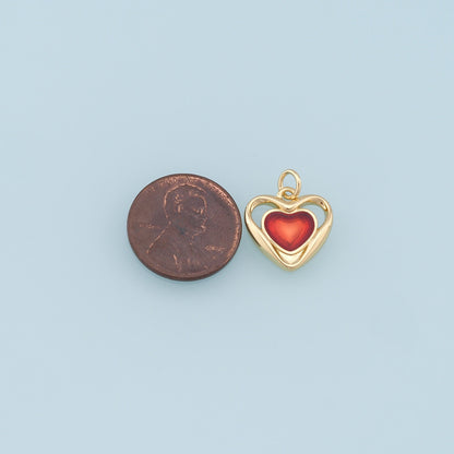 Gold Heart Charms,18K Gold Filled Heart Pendant,Heart Charm Bracelet Necklace for DIY Jewelry Making Supply