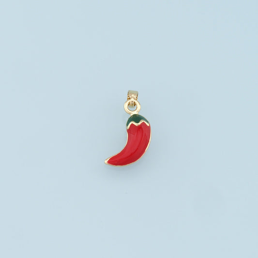 Gold Chili Charms,18K Gold Filled Chili Pendant,Enamel Chili Charm Bracelet Necklace for DIY Jewelry Making Supply