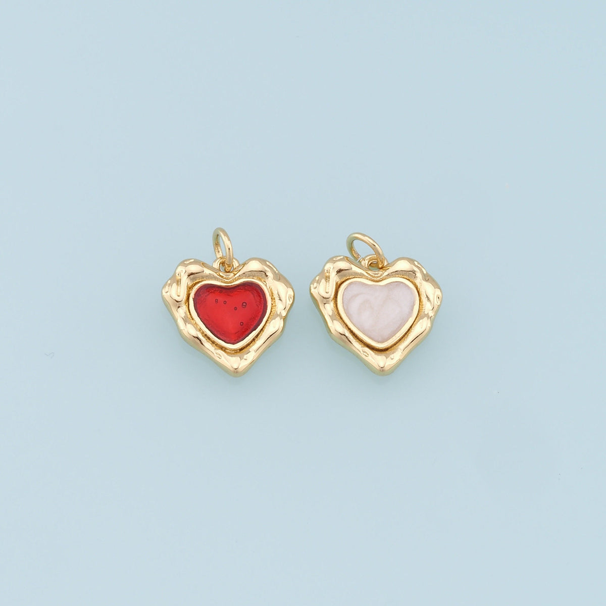 Gold Heart Charms,18K Gold Filled Heart Pendant,Heart Charm Bracelet Necklace for DIY Jewelry Making Supply