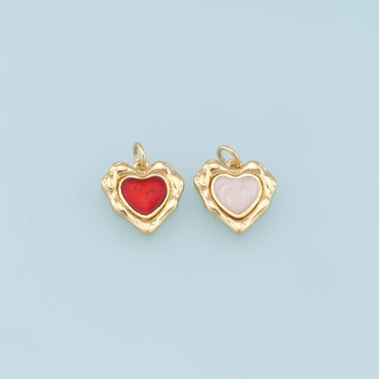 Gold Heart Charms,18K Gold Filled Heart Pendant,Heart Charm Bracelet Necklace for DIY Jewelry Making Supply