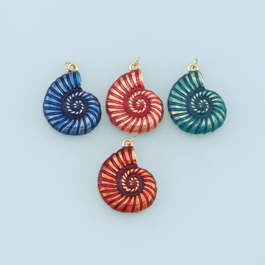 Gold Shell Charms,18K Gold Filled Conch Shell Pendant,Enamel Shell Charm Bracelet Necklace for DIY Jewelry Making Supply