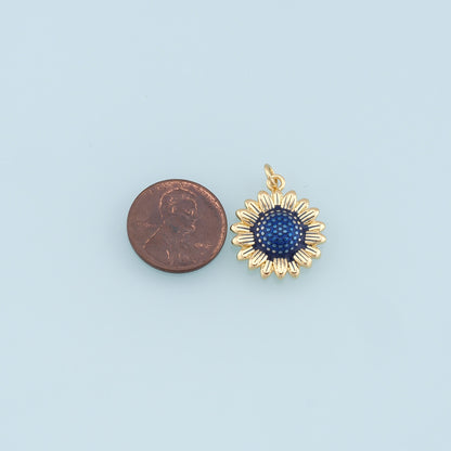 Gold Sunflower Charms,18K Gold Filled Sunflower Pendant,Enamel Sunflower Charm Bracelet Necklace for DIY Jewelry Making Suppl