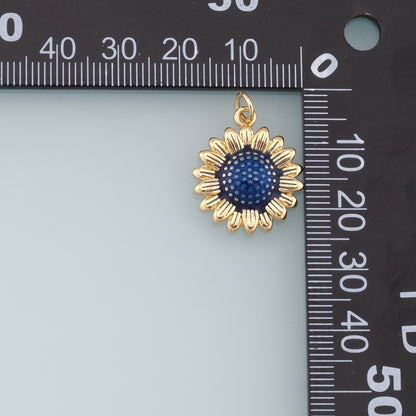 Gold Sunflower Charms,18K Gold Filled Sunflower Pendant,Enamel Sunflower Charm Bracelet Necklace for DIY Jewelry Making Suppl