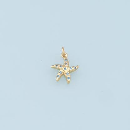 Gold Starfish Charms,18K Gold Filled Sea Star Pendant,Starfish Charm Bracelet Necklace for DIY Jewelry Making Supply