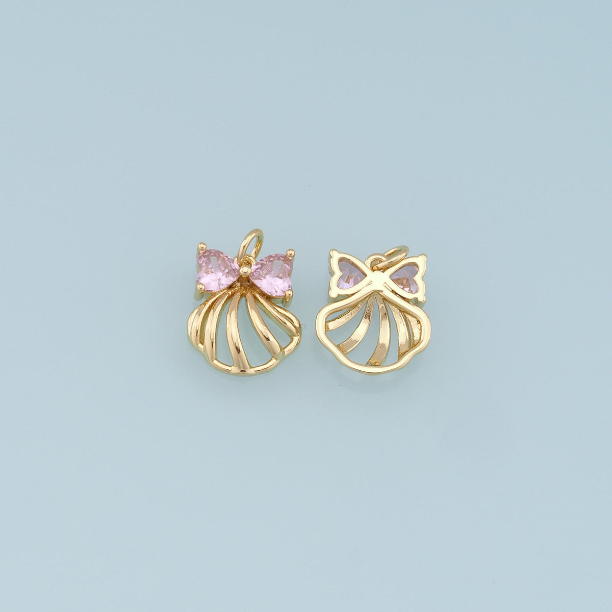 Gold Shell Charms,18K Gold Filled Conch Shell Pendant,CZ Shell Charm Bracelet Necklace for DIY Jewelry Making Supply