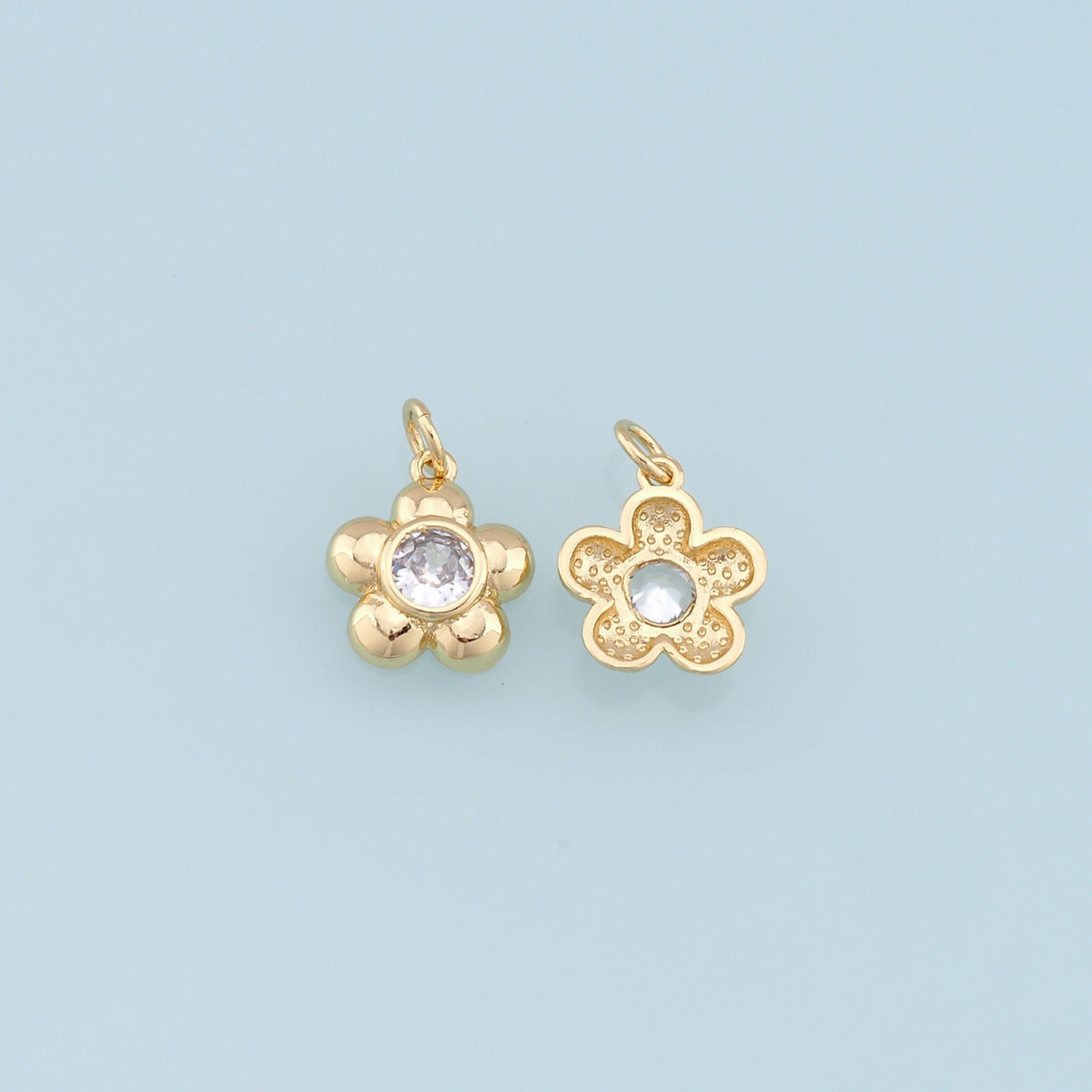 Gold Flower Charms,18K Gold Filled Flower Pendant,Silver Flower Charm Bracelet Necklace for DIY Jewelry Making Supply