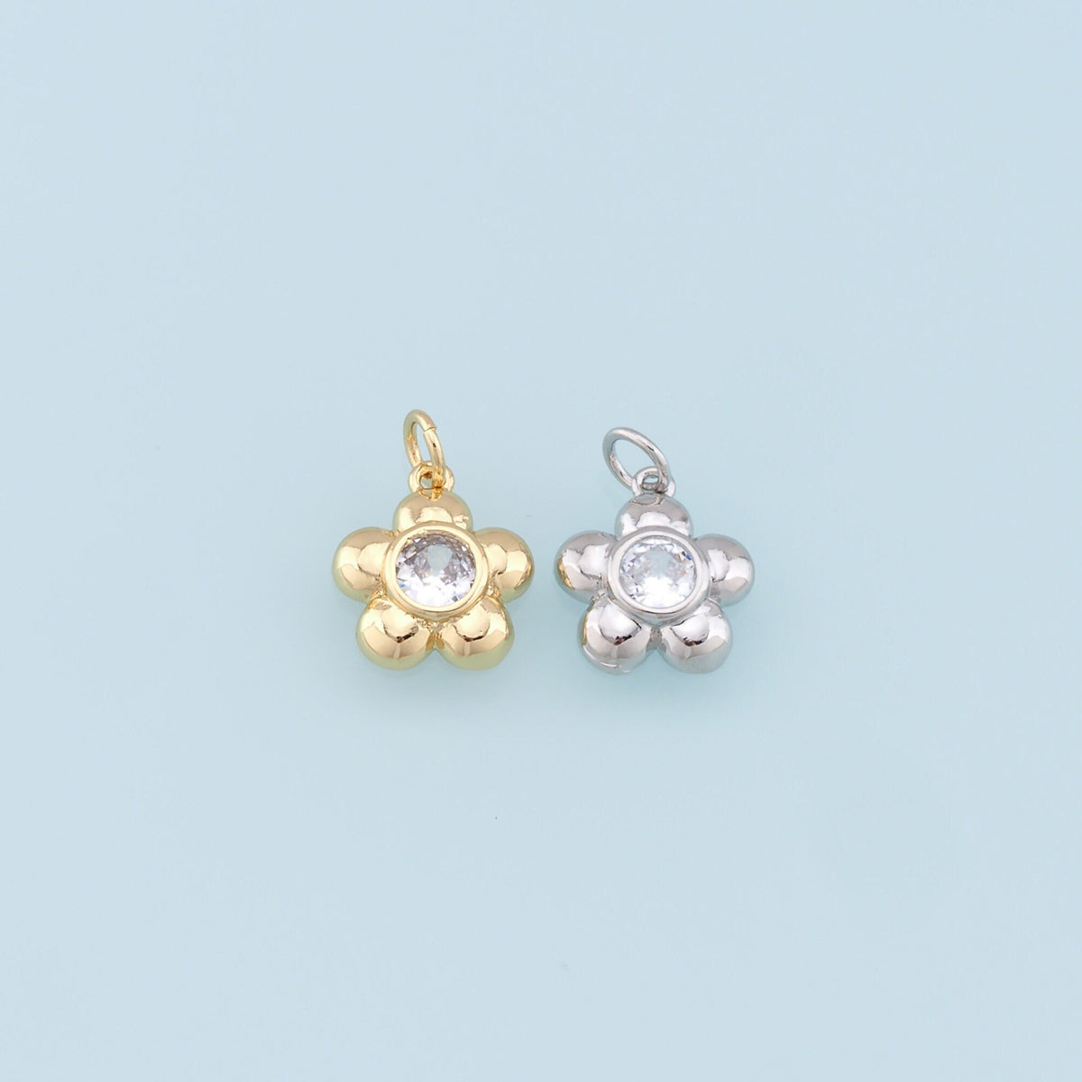 Gold Flower Charms,18K Gold Filled Flower Pendant,Silver Flower Charm Bracelet Necklace for DIY Jewelry Making Supply