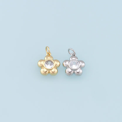 Gold Flower Charms,18K Gold Filled Flower Pendant,Silver Flower Charm Bracelet Necklace for DIY Jewelry Making Supply