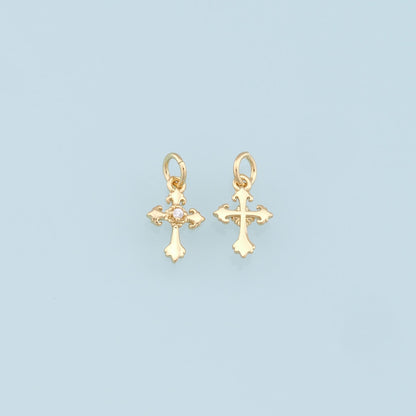 Gold Cross Charms,18K Gold Filled Cross Pendant,CZ Cross Charm Bracelet Necklace for DIY Jewelry Making Supply