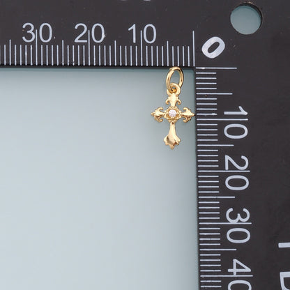 Gold Cross Charms,18K Gold Filled Cross Pendant,CZ Cross Charm Bracelet Necklace for DIY Jewelry Making Supply