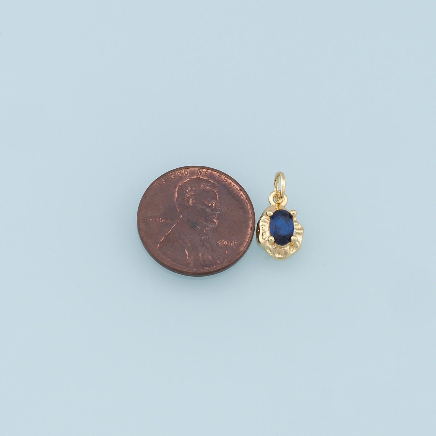 Gold Oval Crystal Charm,18K Gold Filled Oval Pendant,Irregular Oval Charm Bracelet Necklace for DIY Jewelry Making Supply