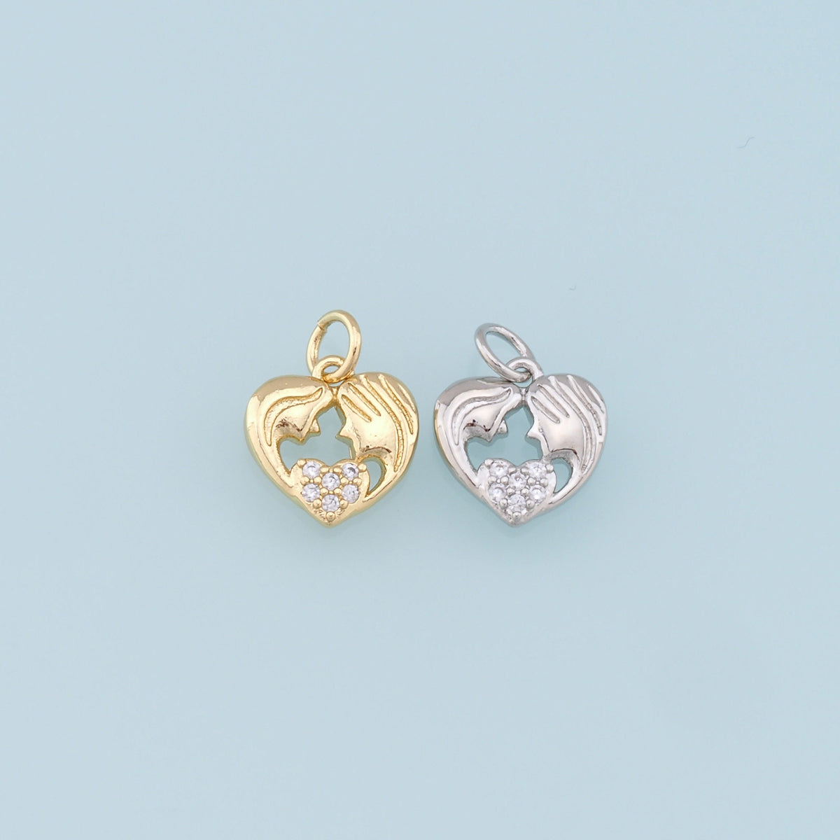 Gold Heart Charms,18K Gold Filled Heart Pendant,CZ Micro Pave Heart Charm Bracelet Necklace for DIY Jewelry Making Supply