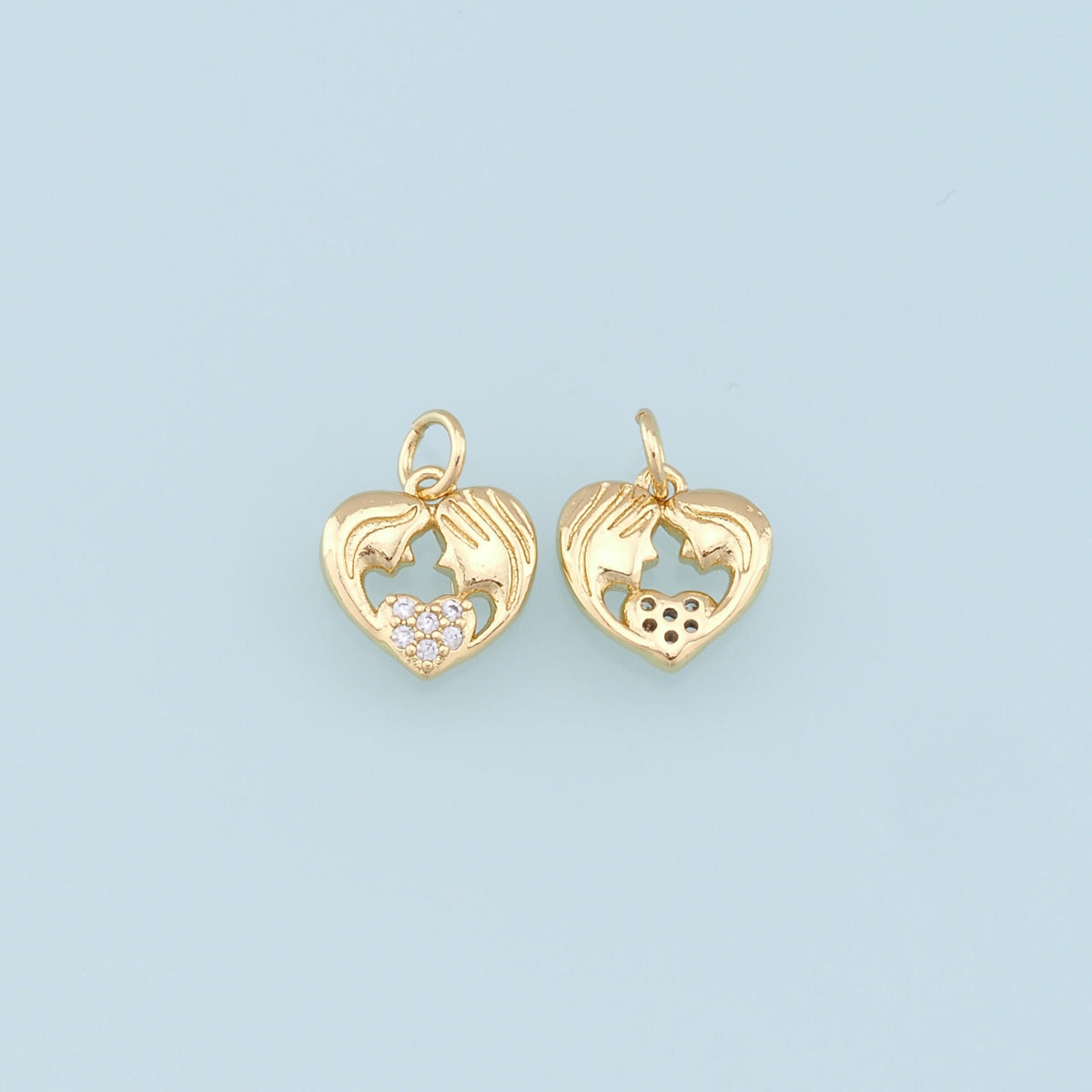 Gold Heart Charms,18K Gold Filled Heart Pendant,CZ Micro Pave Heart Charm Bracelet Necklace for DIY Jewelry Making Supply
