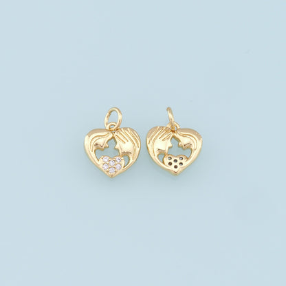 Gold Heart Charms,18K Gold Filled Heart Pendant,CZ Micro Pave Heart Charm Bracelet Necklace for DIY Jewelry Making Supply