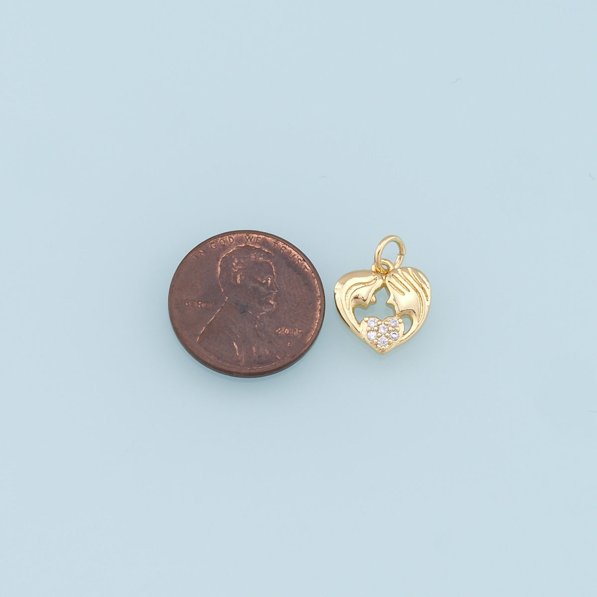 Gold Heart Charms,18K Gold Filled Heart Pendant,CZ Micro Pave Heart Charm Bracelet Necklace for DIY Jewelry Making Supply