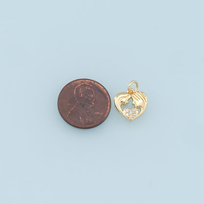 Gold Heart Charms,18K Gold Filled Heart Pendant,CZ Micro Pave Heart Charm Bracelet Necklace for DIY Jewelry Making Supply