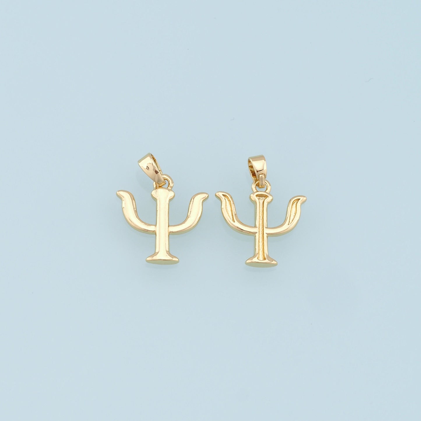 Gold Greek Letter Charms,18K Gold Filled Psi Pendant,Friendship Charm Bracelet Necklace for DIY Jewelry Making Supply