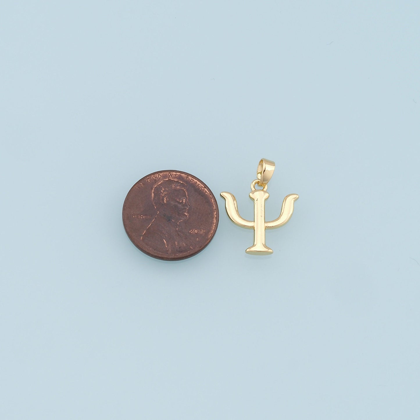 Gold Greek Letter Charms,18K Gold Filled Psi Pendant,Friendship Charm Bracelet Necklace for DIY Jewelry Making Supply
