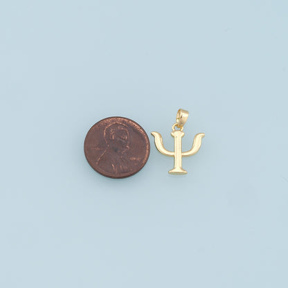 Gold Greek Letter Charms,18K Gold Filled Psi Pendant,Friendship Charm Bracelet Necklace for DIY Jewelry Making Supply
