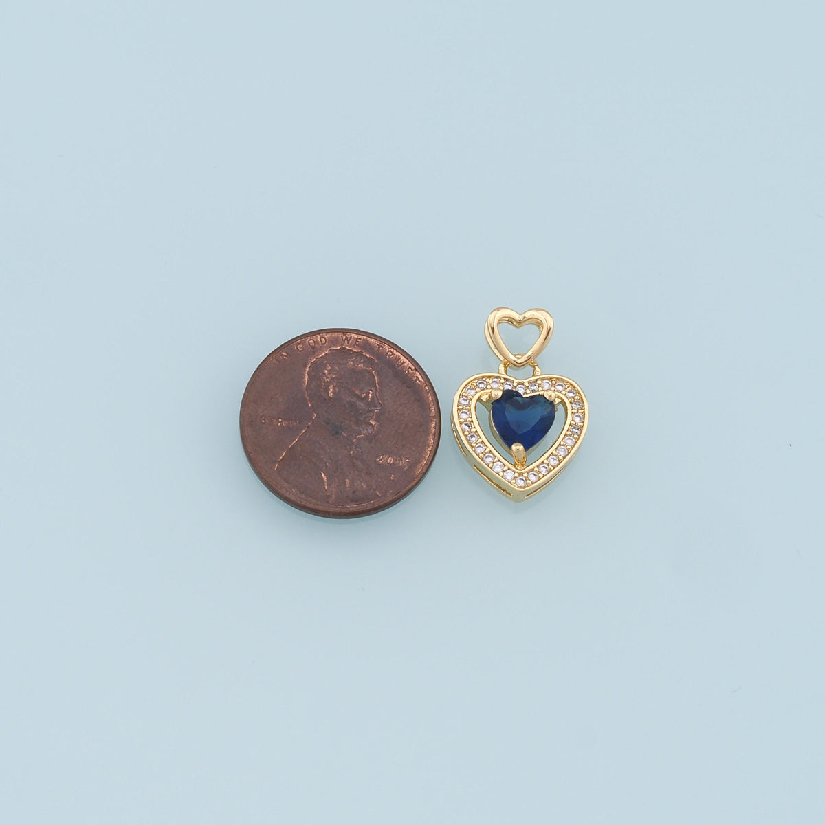18K Gold Filled Cubic Zirconia Heart Charm Pendant for Jewelry Making